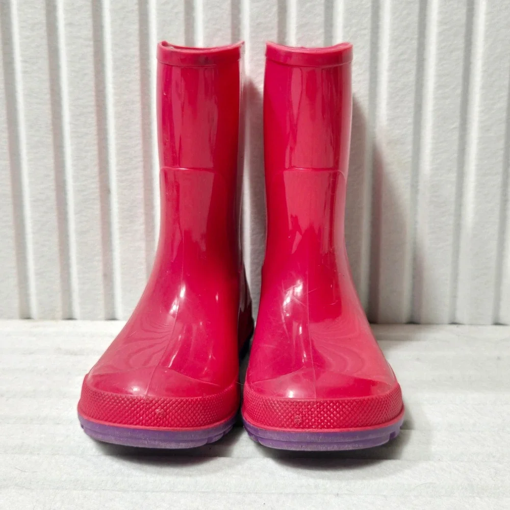 Kids Pink Rubber Rain Boots Purple Lug Sole Waterproof Size 5-6 Made‎ in Canada